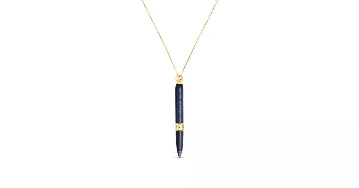 Les Gastons Vuitton Designer Pendant, Yellow Gold and Blue Titanium