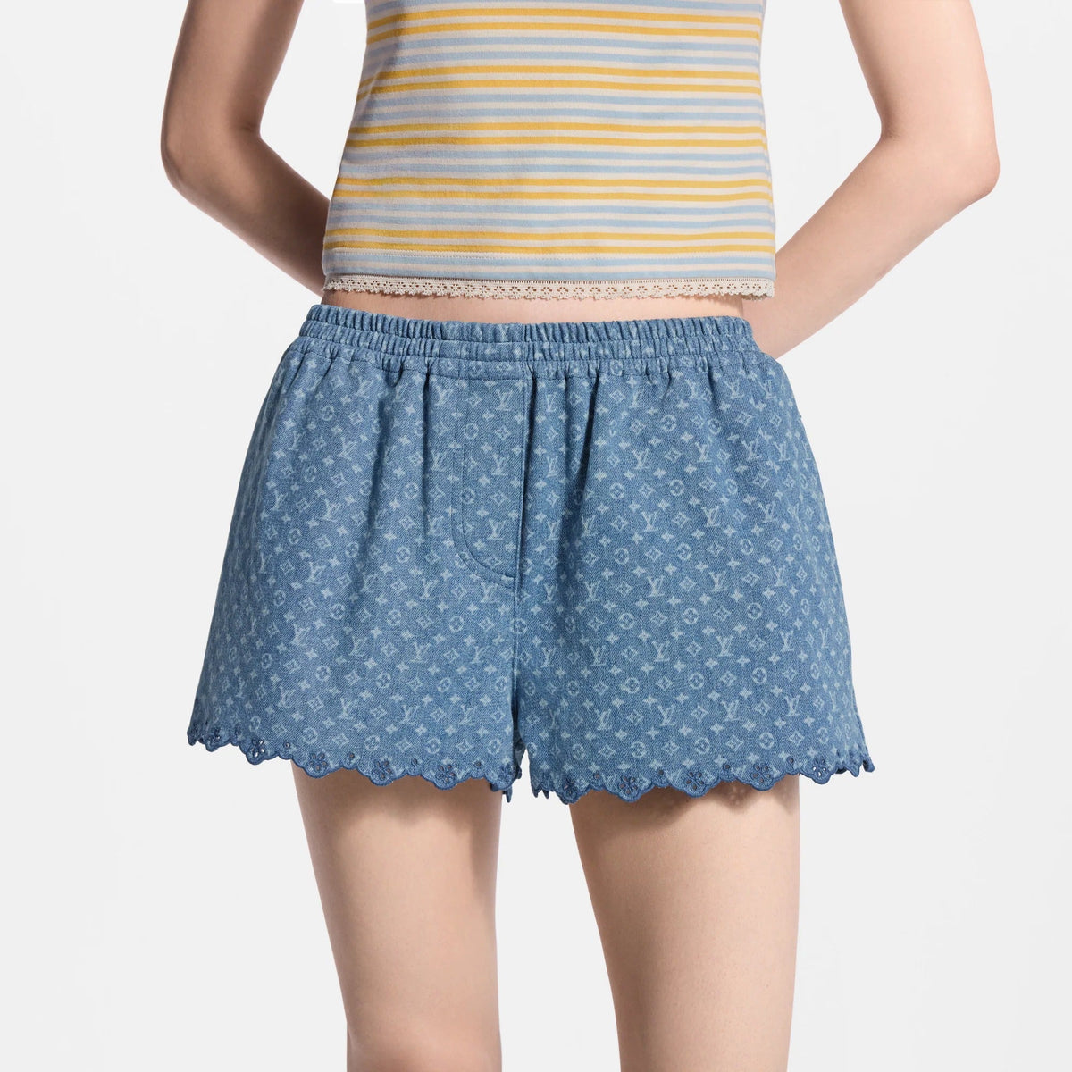 Monogram Denim Mini Shorts