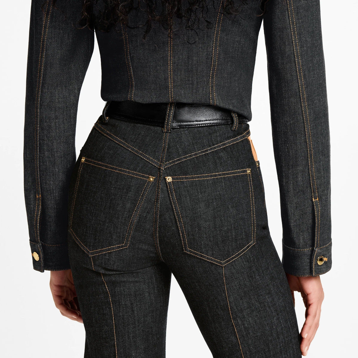 Leather Accent Jeans