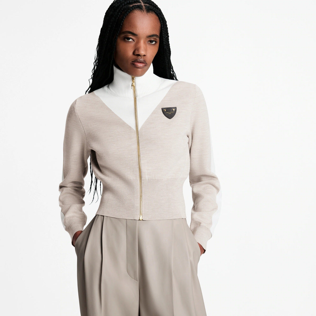 Cropped Color-Blocked Zip-Up Jacket