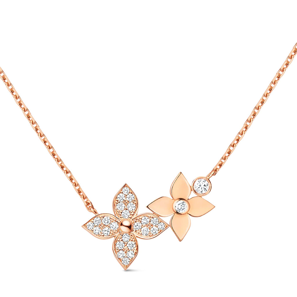 Idylle Blossom Necklace, Pink Gold and Diamonds