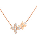Idylle Blossom Necklace, Pink Gold and Diamonds