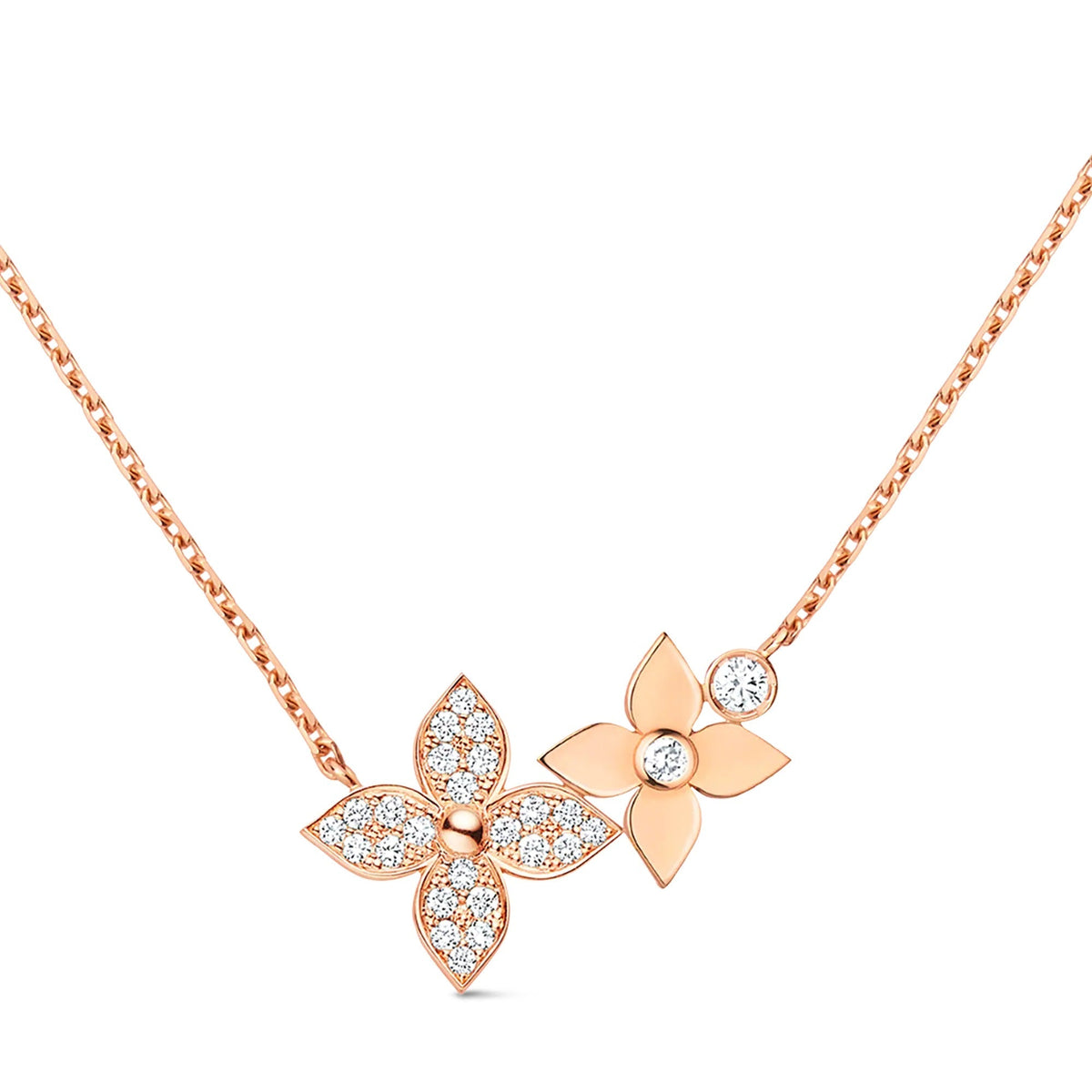 Idylle Blossom Necklace, Pink Gold and Diamonds