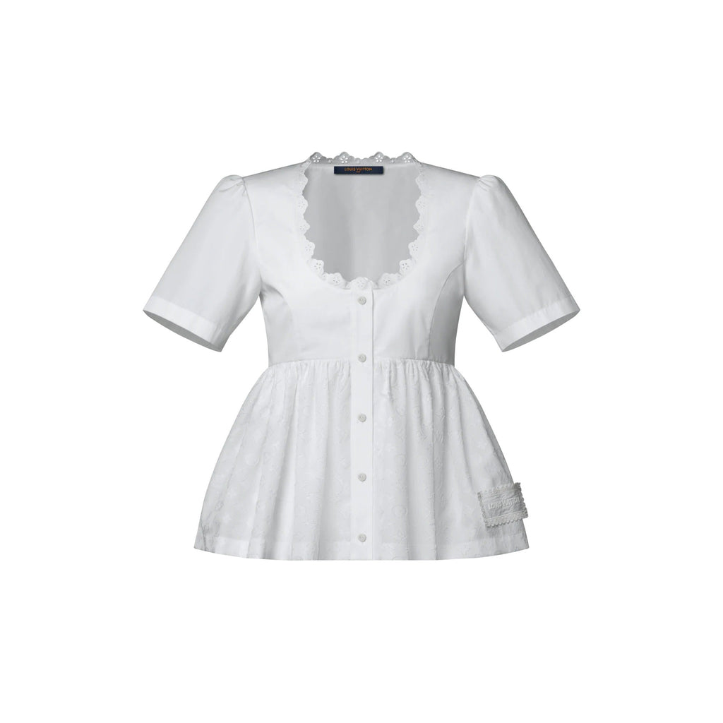 Broderie Trim Peplum Top