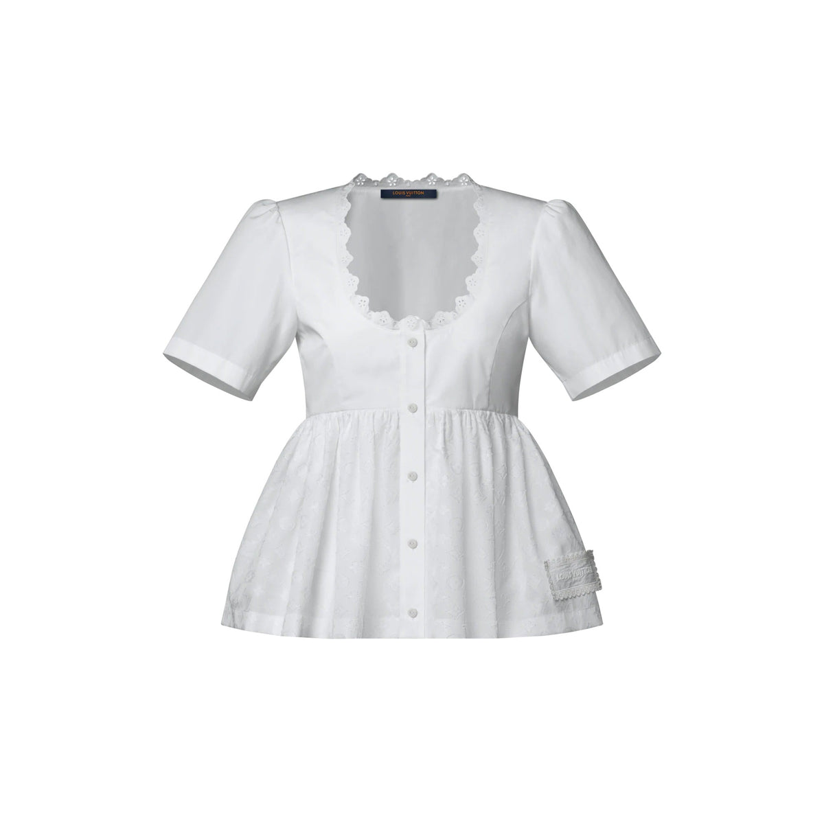 Broderie Trim Peplum Top