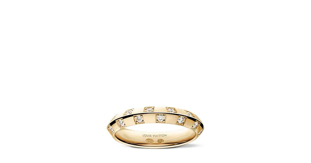 Le Damier de Louis Vuitton Small Ring, Yellow Gold and Diamonds