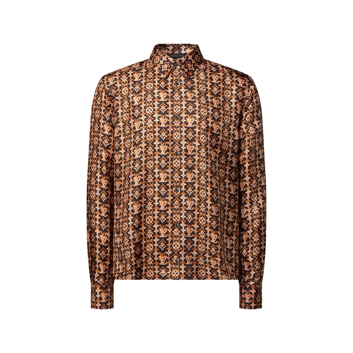Monogram Printed Long-Sleeved Silk Shirt