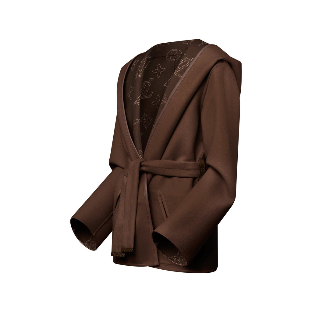 Reversible Short Hooded Wrap Coat