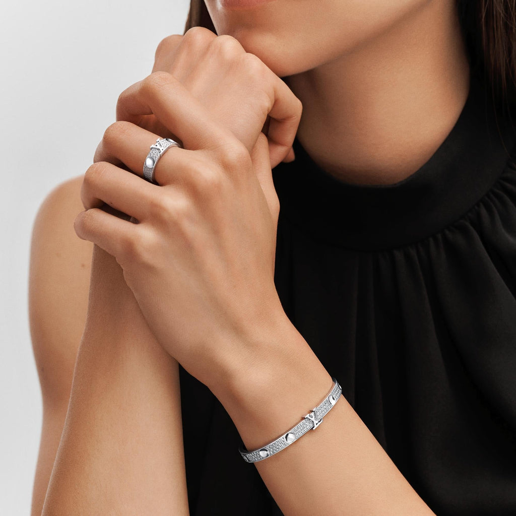 Empreinte Medium Bangle, White Gold and Diamonds