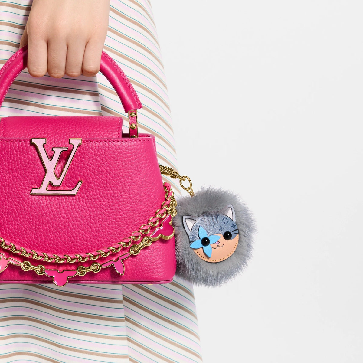 LV Cat Pompon Bag Charm