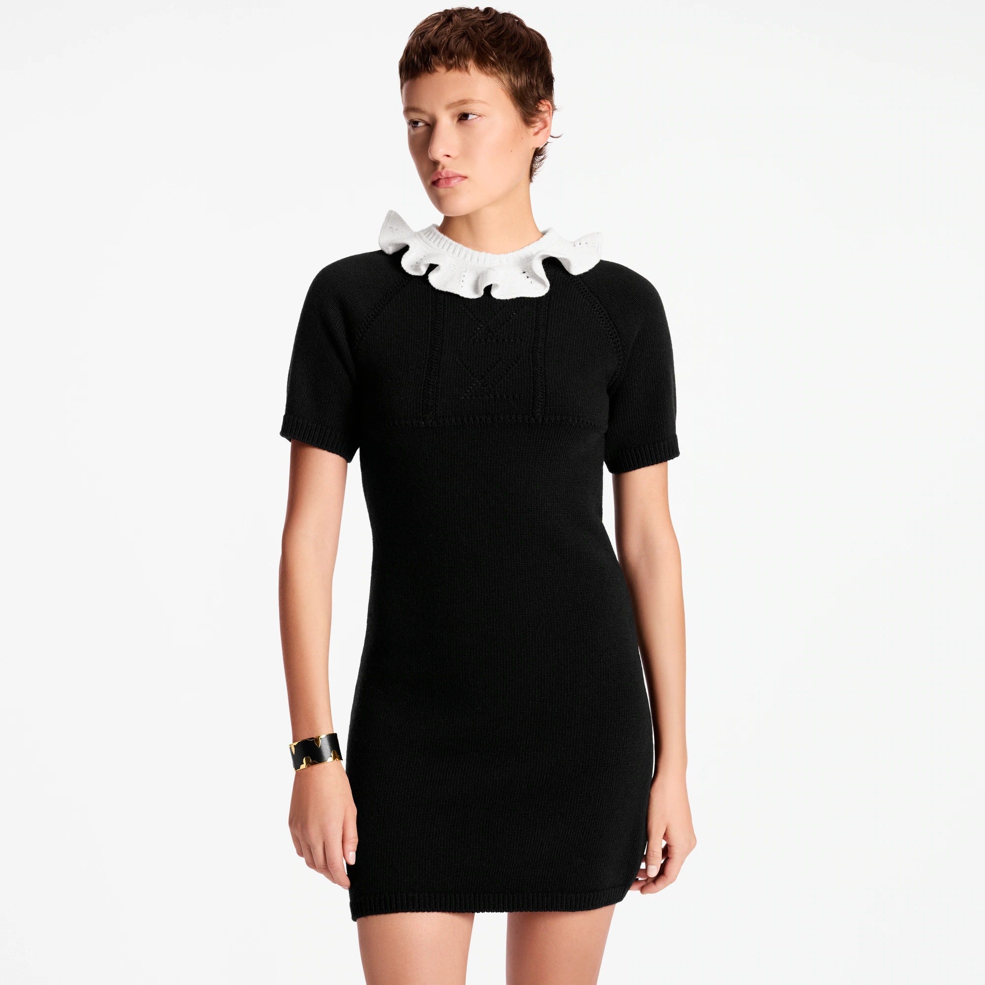 Ruffle Collar Knit Dress