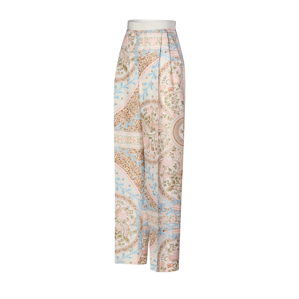 Flower Foulard Wide-Cut Pants