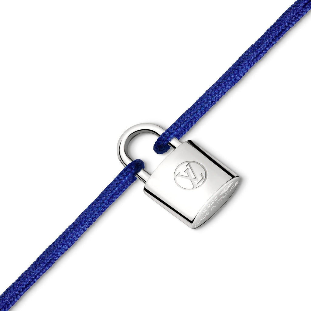 Silver Lockit Bracelet, Sterling Silver and Blue Polyester Cord
