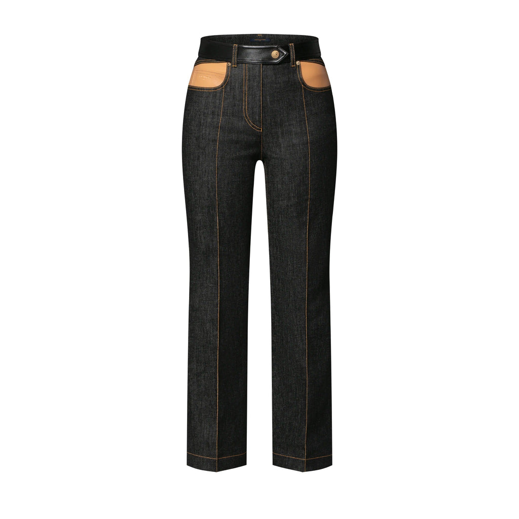 Leather Accent Jeans