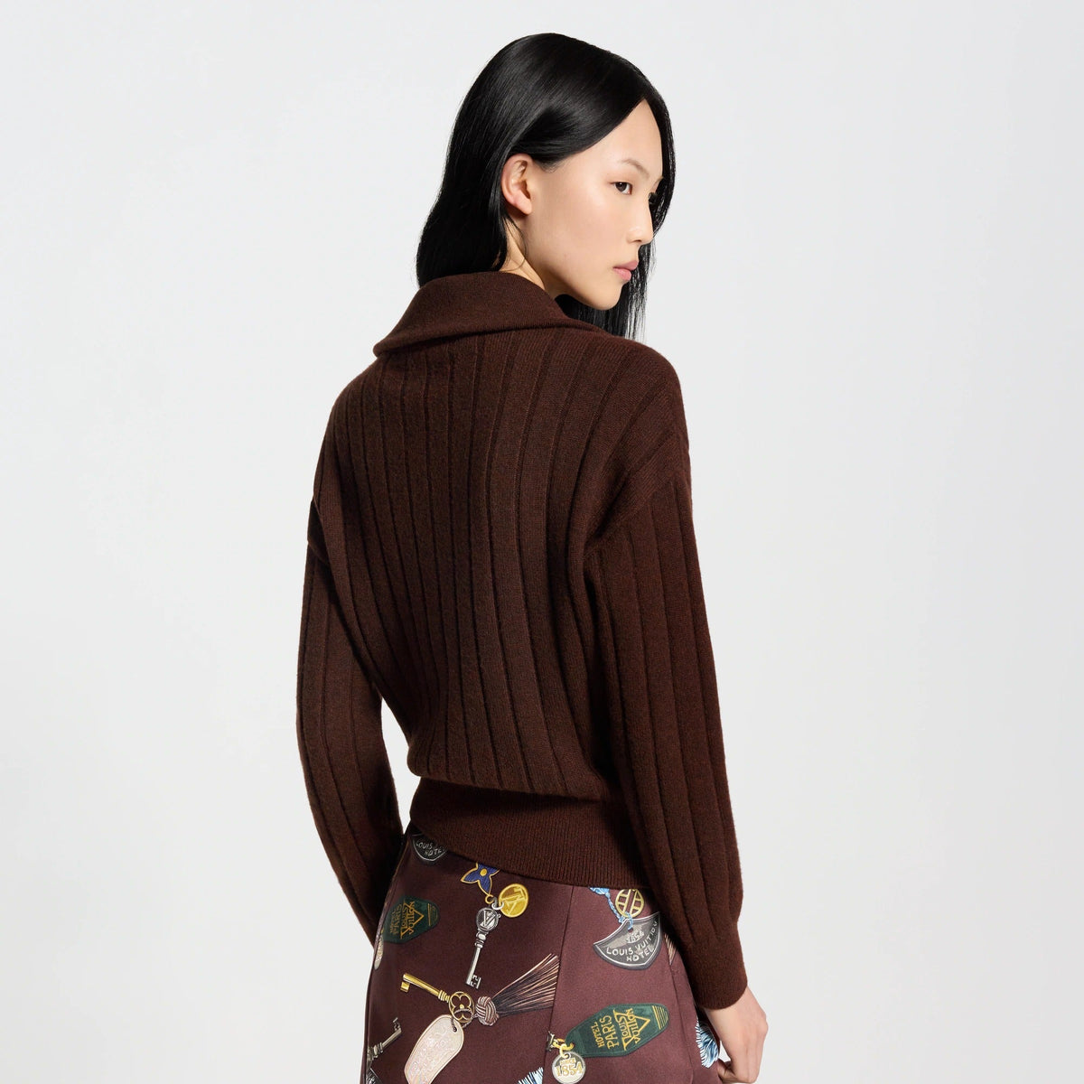 Ribbed-Knit Zip-Up Cardigan