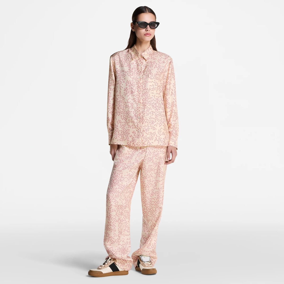Cat-and-Mouse Print Silk Shirt