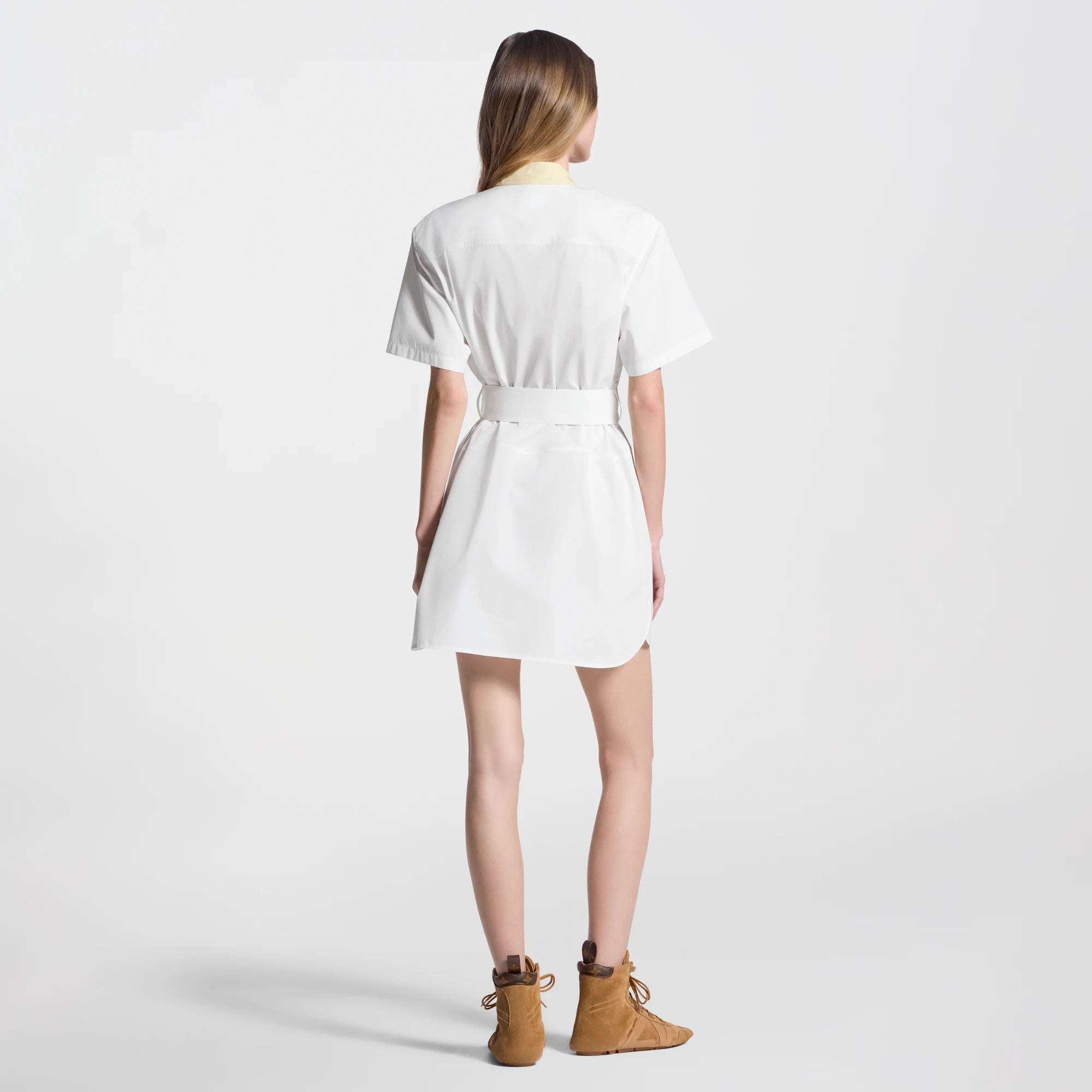 Bib Insert Belted Dress