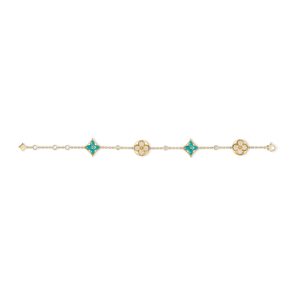 Color Blossom BB Star and Sun Multi-Motif Bracelet, Yellow Gold, Amazonite and Diamonds