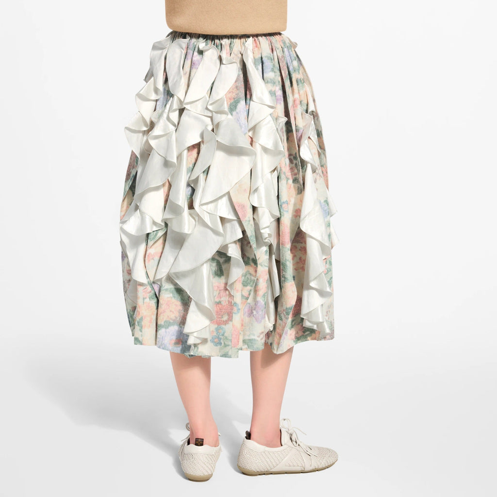 Ruffle Insert Floral Canvas Skirt