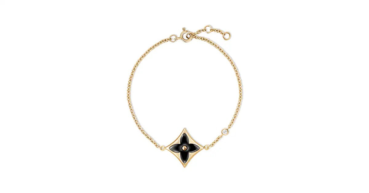 Color Blossom Bb Star Bracelet, Yellow Gold, Onyx And Diamond
