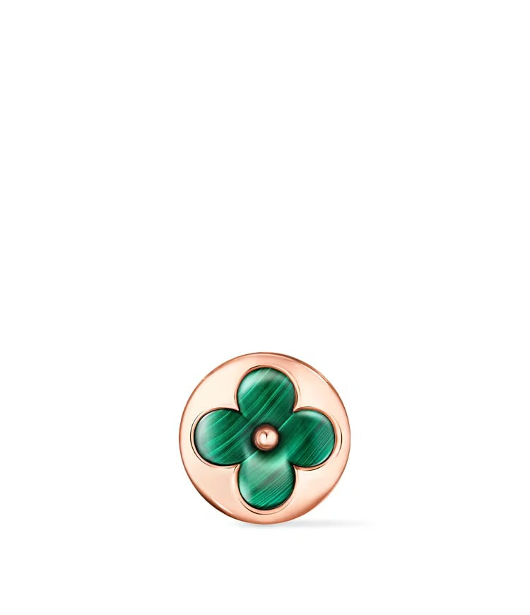 Color Blossom BB Sun Ear Stud, Pink Gold and Malachite - Per Unit
