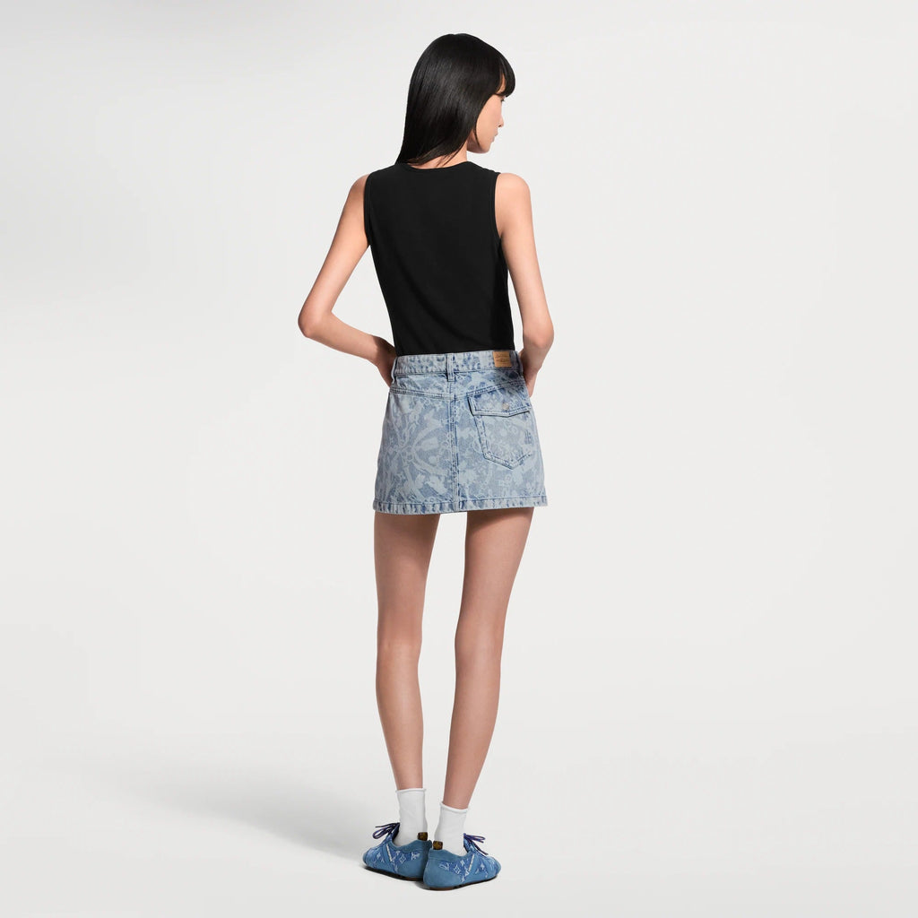 LV Bloom Denim Mini Skirt