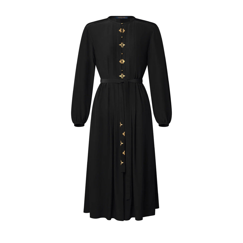 Monogram Accent Pleat Dress