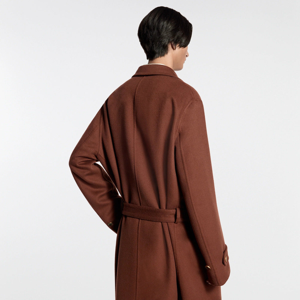 Double-Face Wool Silk Belted Coat