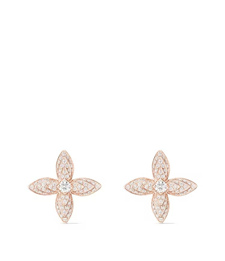 Idylle Blossom Earrings, Rose Gold and Diamonds