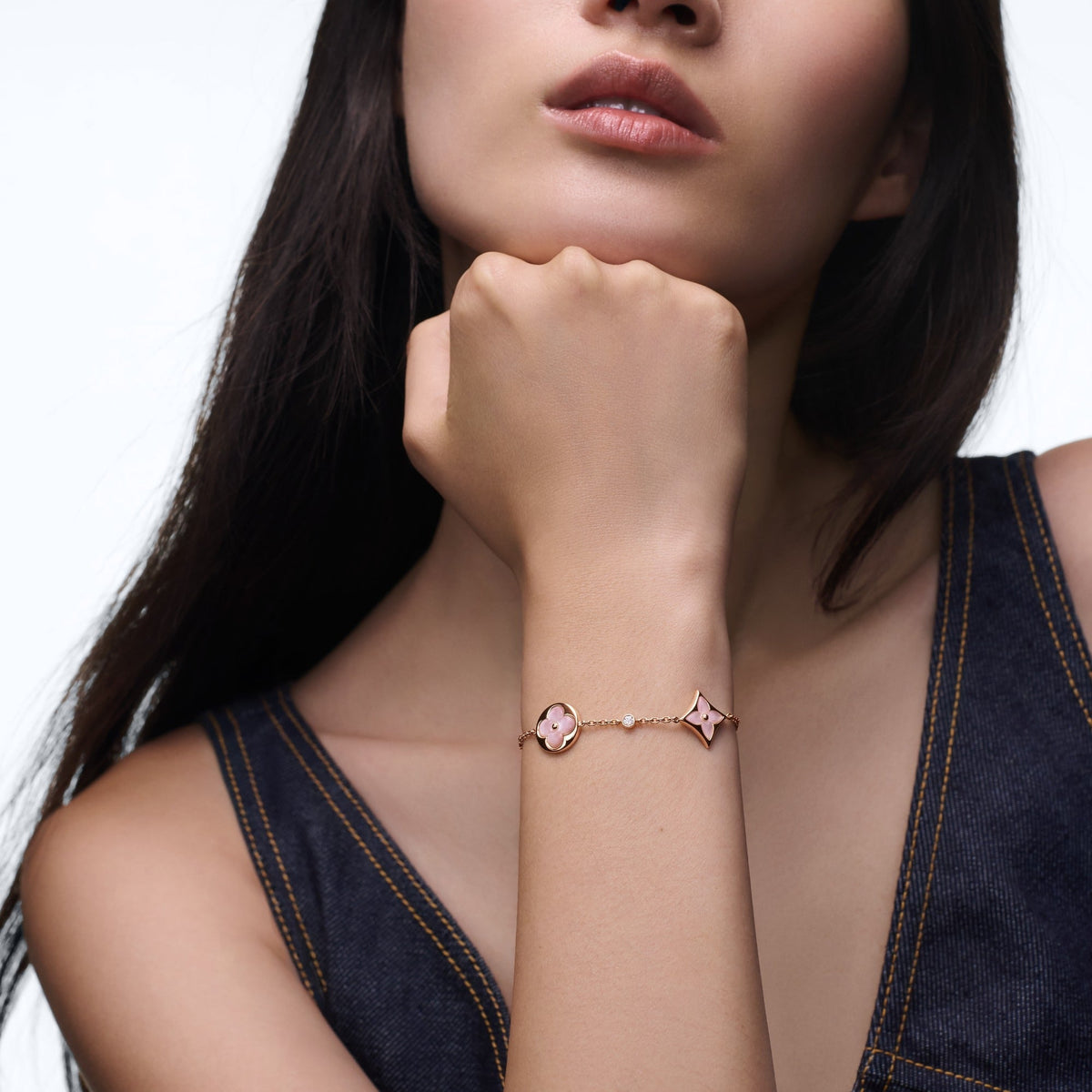 Color Blossom BB Star andSun Multi-Motif Bracelet, Rose Gold, Pink Mother-of-Pearl and Diamonds