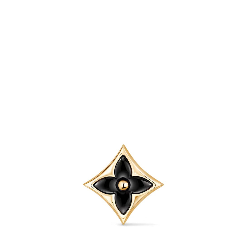 Color Blossom BB Star Ear Stud, Yellow Gold and Onyx - Per Unit