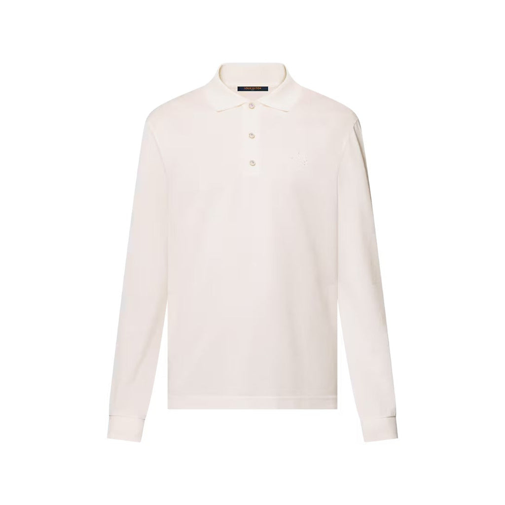 Damier Signature Long-Sleeved Polo Shirt
