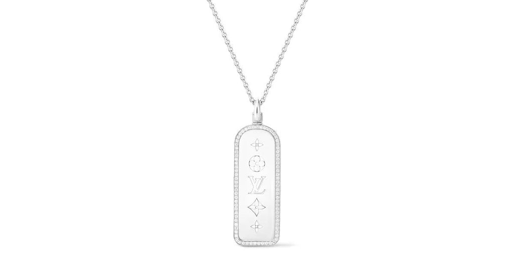 Les Gastons Vuitton Large Tag Pendant, White Gold and Diamonds