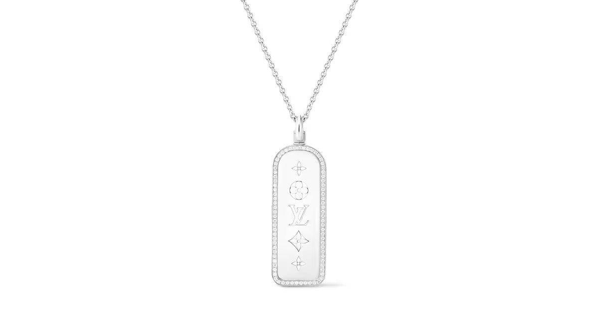 Les Gastons Vuitton Large Tag Pendant, White Gold and Diamonds
