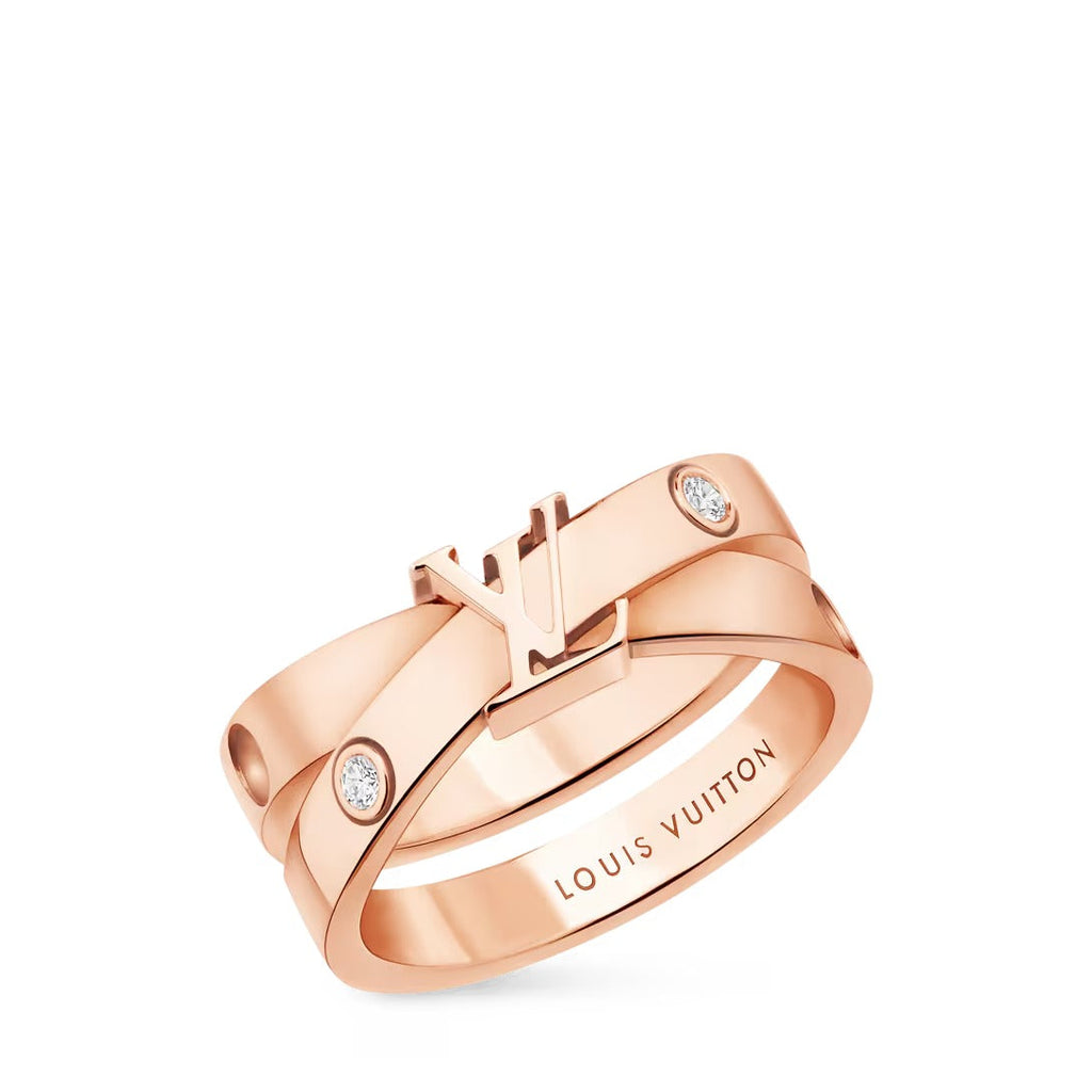 Empreinte Double Ring, Pink Gold and Diamonds