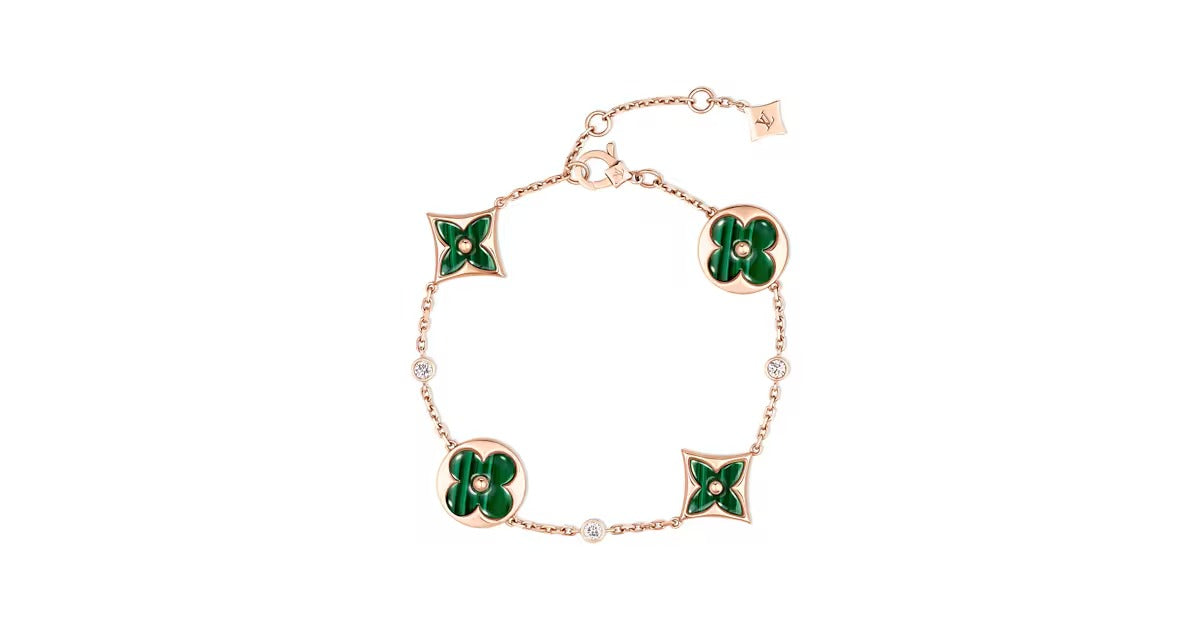 Color Blossom Bb Multi-Motif Bracelet, Pink Gold, Malachite And Diamonds