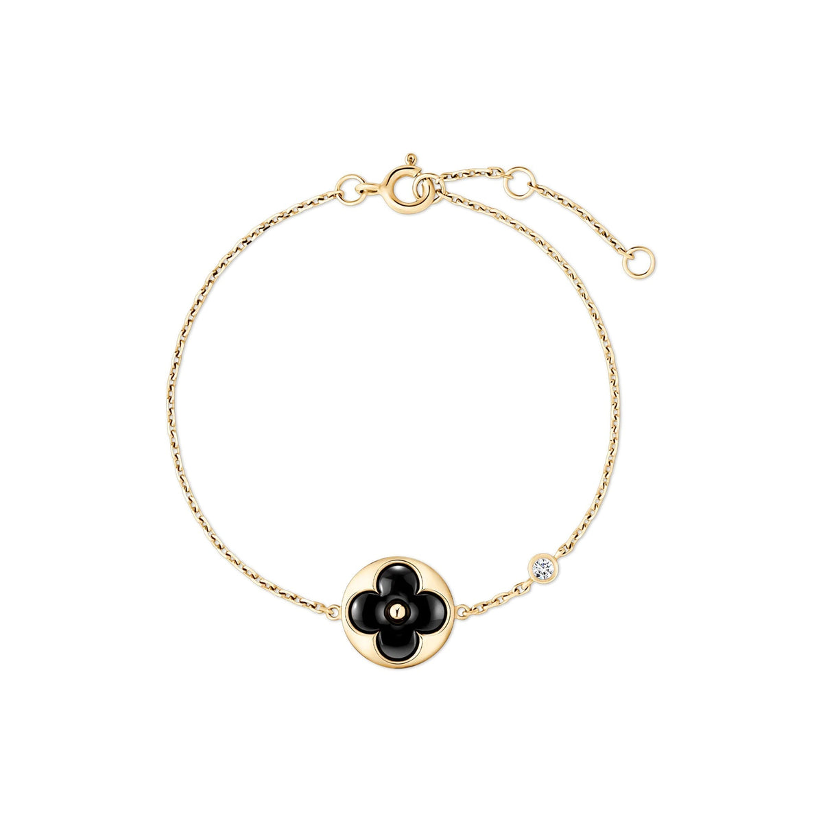 Color Blossom BB Sun Bracelet, Yellow Gold, Onyx and Diamond