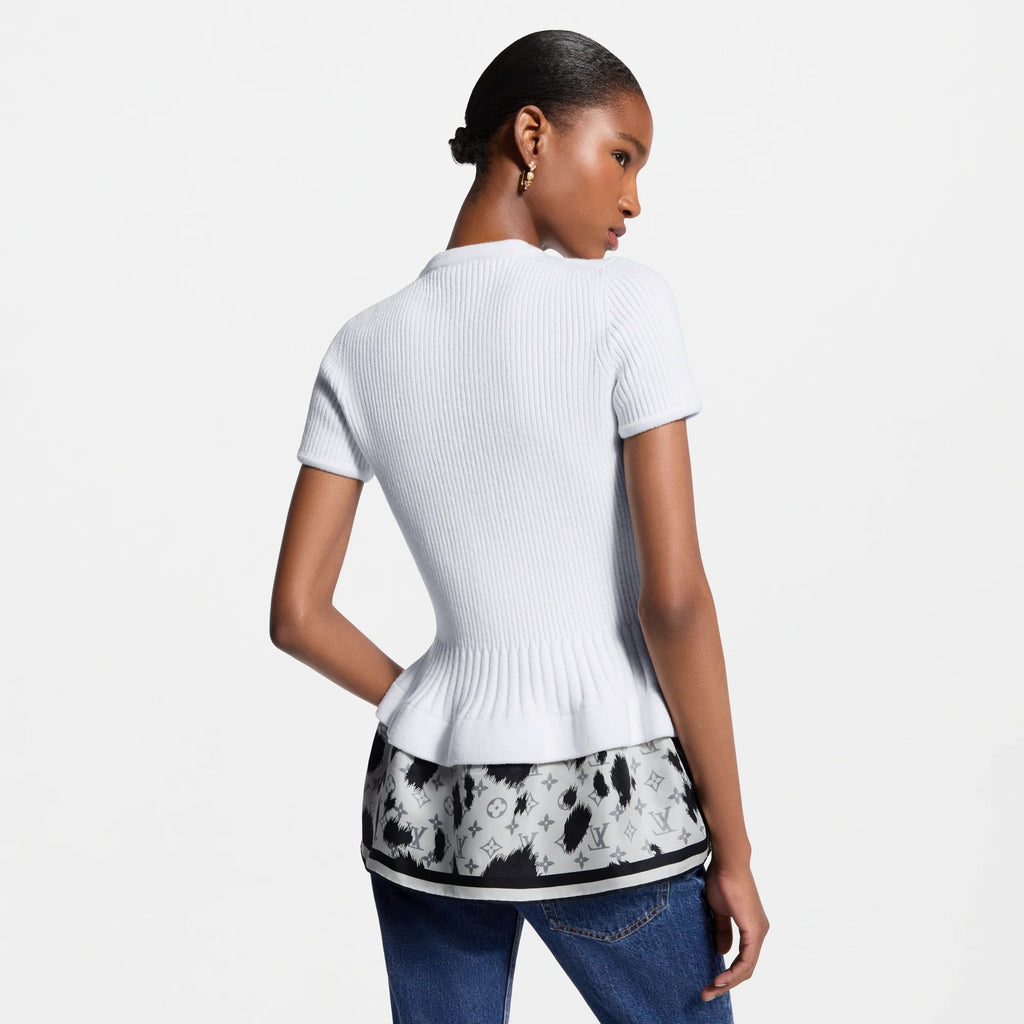 Cow Print Insert Knit Top