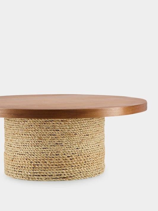 Tablua Round Natural Raffia Coffee Table with Woven Base