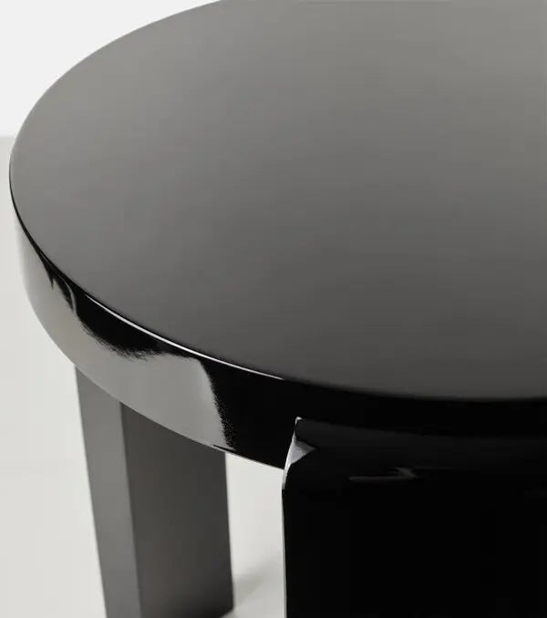 Tablua Black Lacquered Beechwood Round Side Table