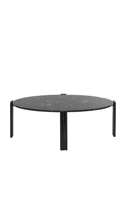 Tablua Black Marble Oval Coffee Table with Steel Frame
