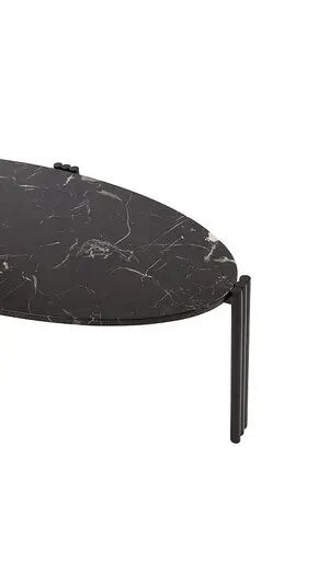 Tablua Black Marble Oval Coffee Table with Steel Frame