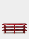 Tablua Red Lacquered Wood Open Shelf Sideboard