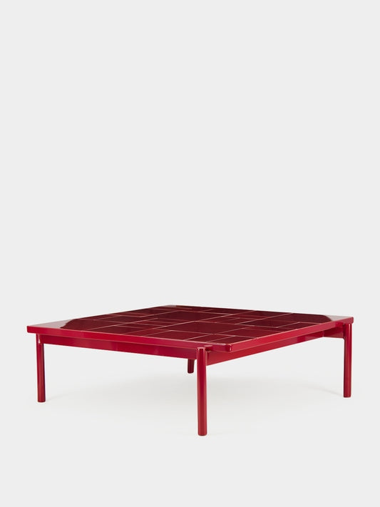 Tablua Red Stoneware Top Coffee Table with Aluminium Frame