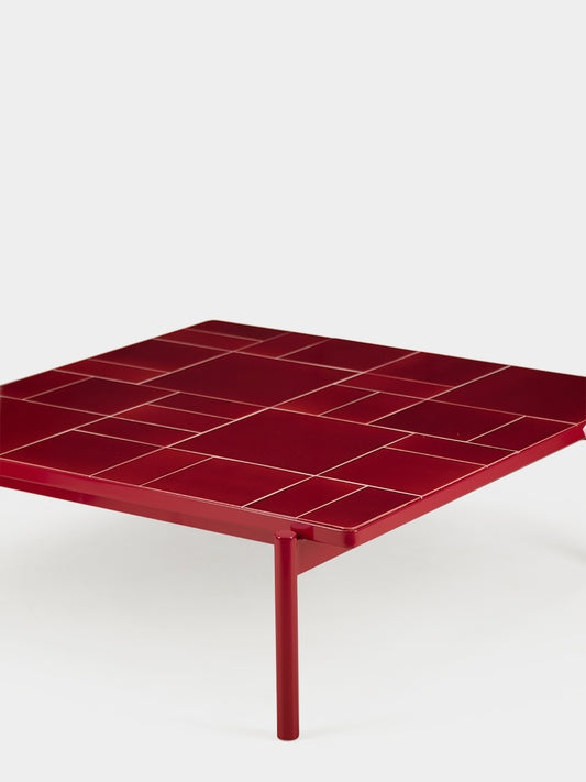 Tablua Red Stoneware Top Coffee Table with Aluminium Frame