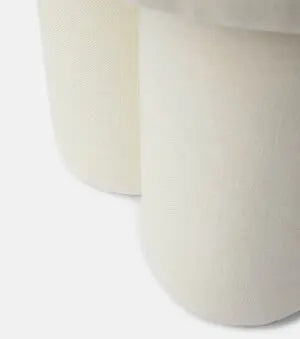 Tablua White Linen Upholstered Plywood Stool