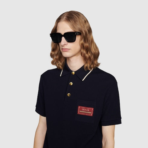 Rectangular frame sunglasses - black acetate