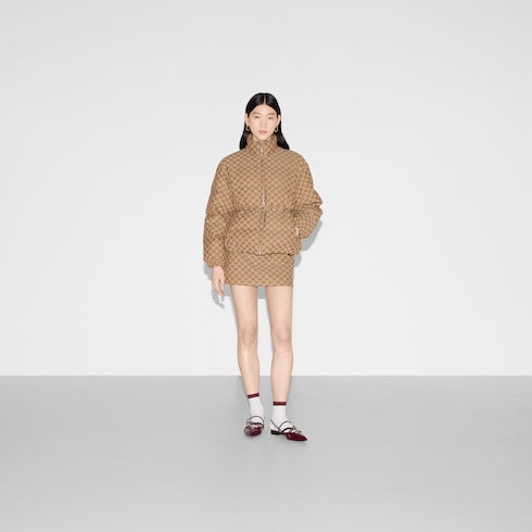 GG canvas bomber jacket - camel and ebony