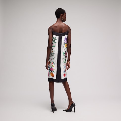 Printed silk twill dress - multicolor
