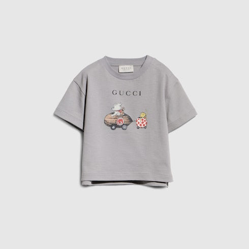 Baby cotton T-shirt with print - grey